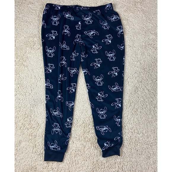 Disney Stitch Pajama Bottoms Adult Large 12-14 Blue Pants Navy Sleepwear Womens - Picture 9 of 9